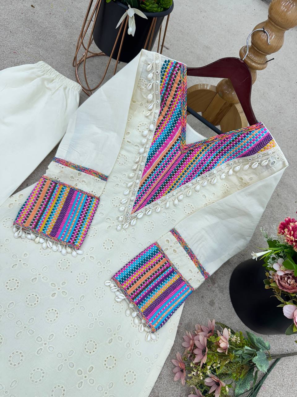 Pure Khadi Cottan With  Thread Work Top