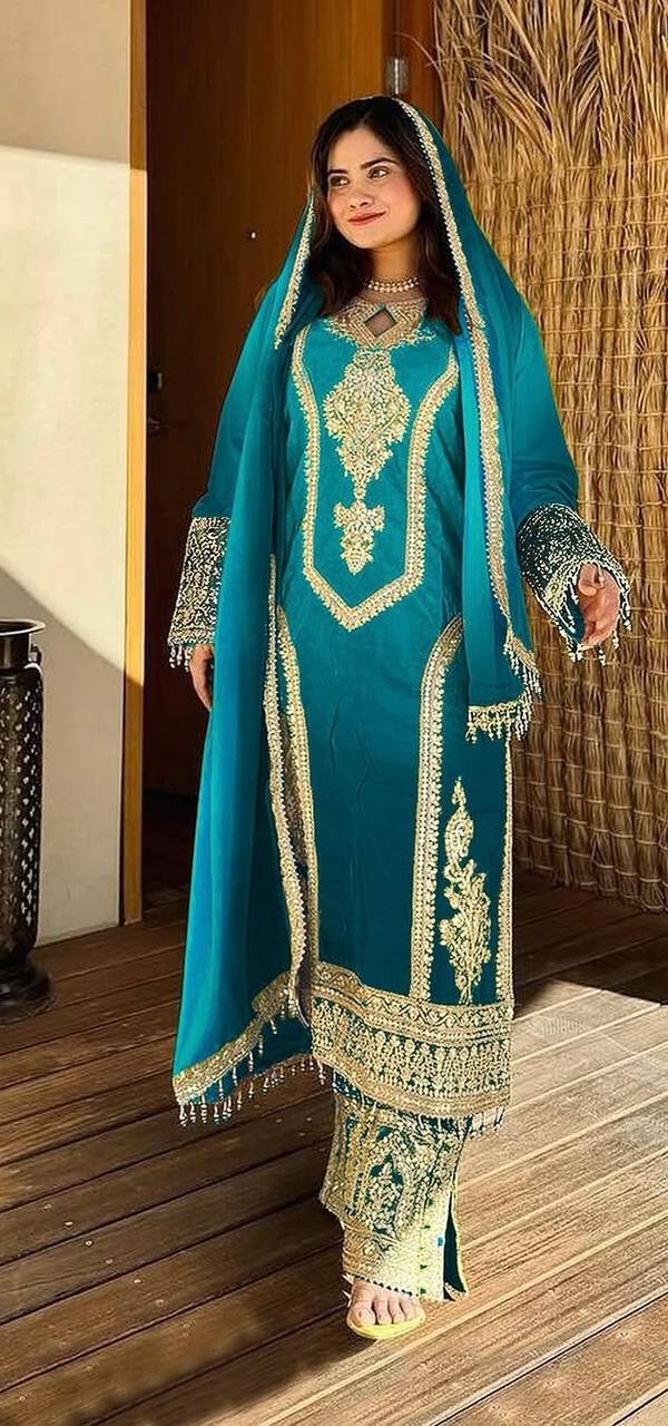 Dual Tone Peding Chinon Silk Coding Dori Work Top Pent