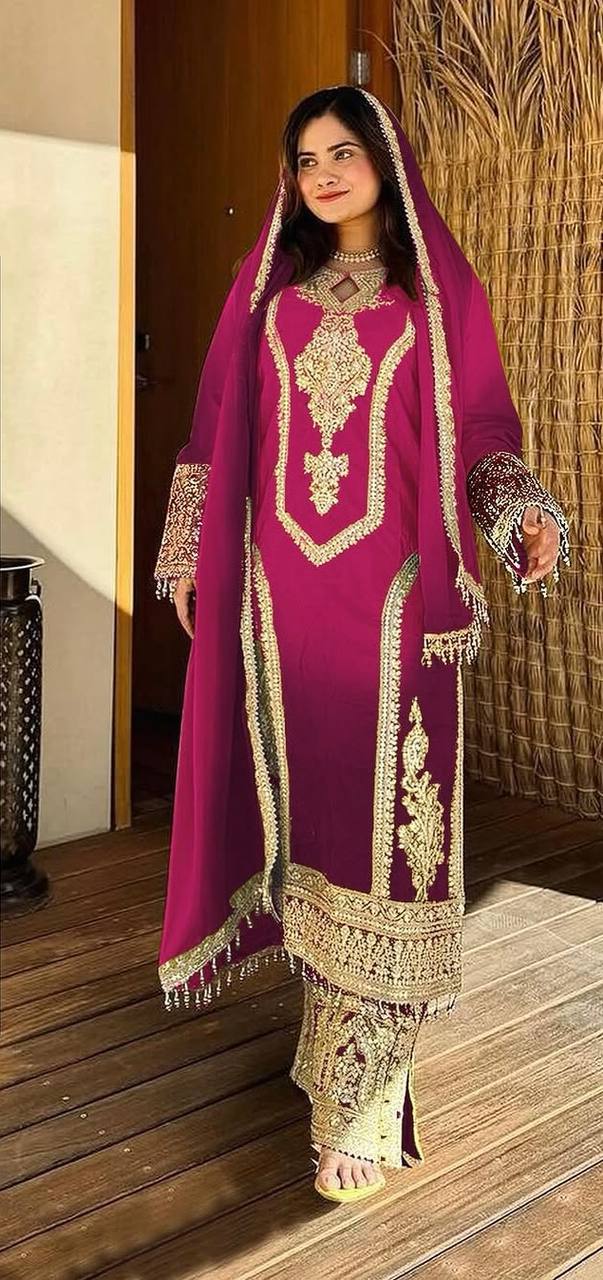 Dual Tone Peding Chinon Silk Coding Dori Work Top Pent