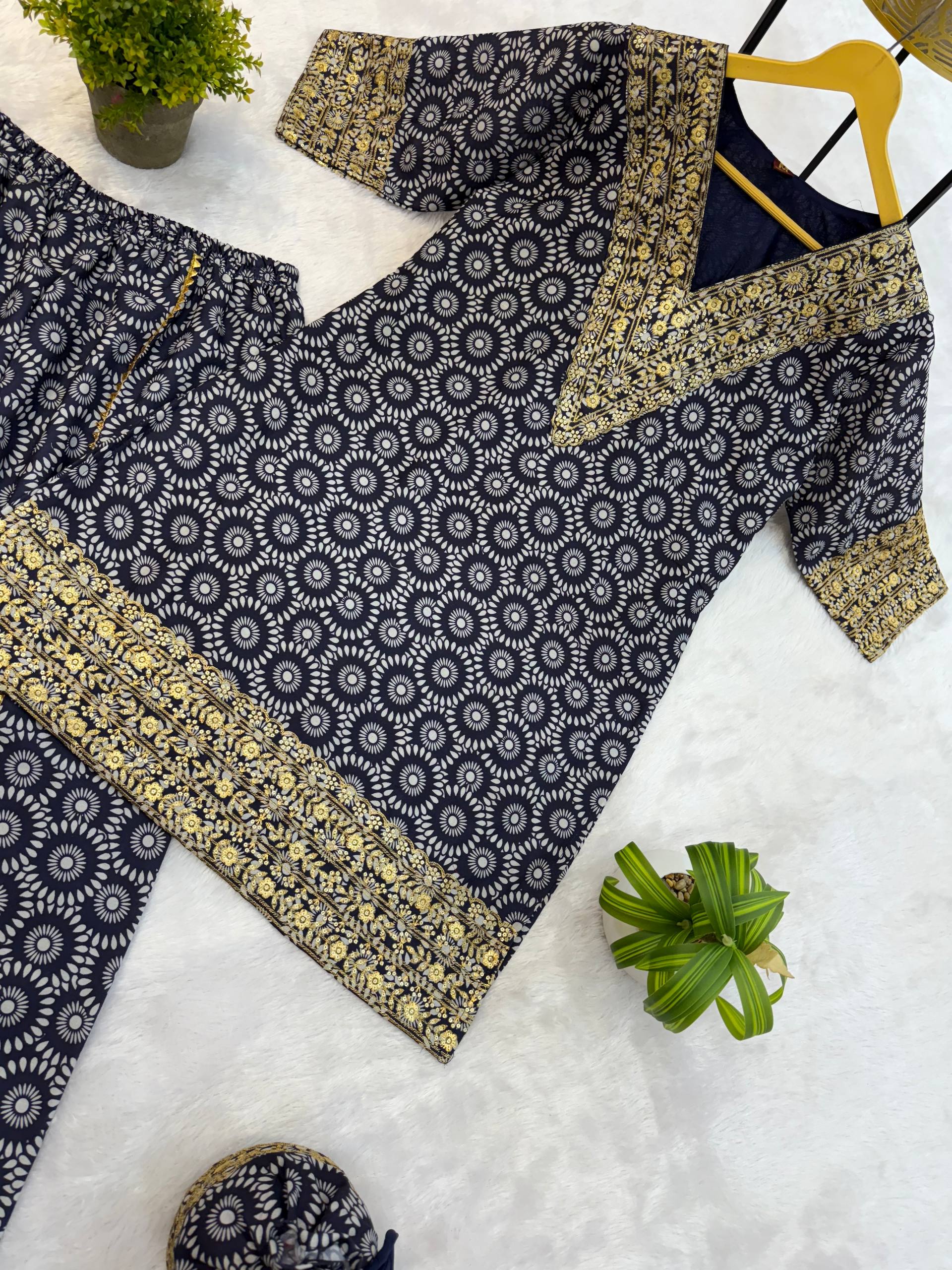 Pure Mul Cotton With Embroidry Work Top Pent