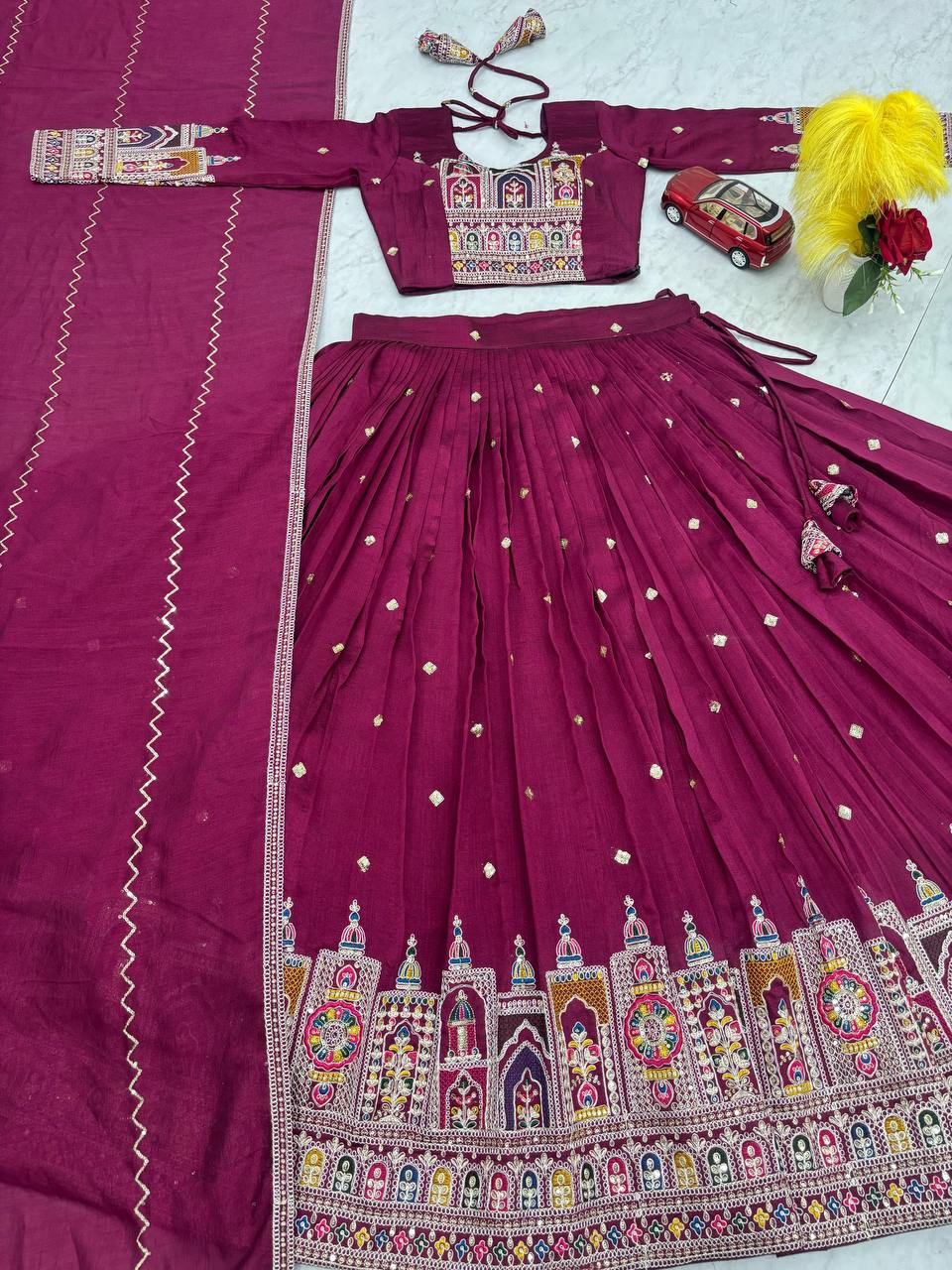 Navratri Special Pure Vichitra Coding Sequence Work Lehenga Choli