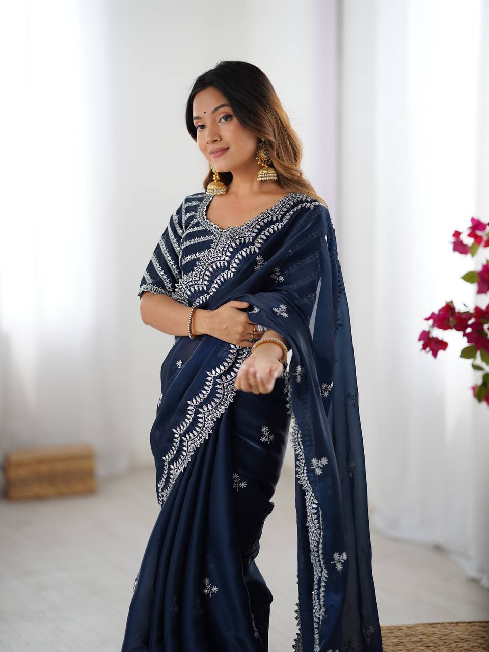 Jimmy Chu Thread With Sequence Work Saree