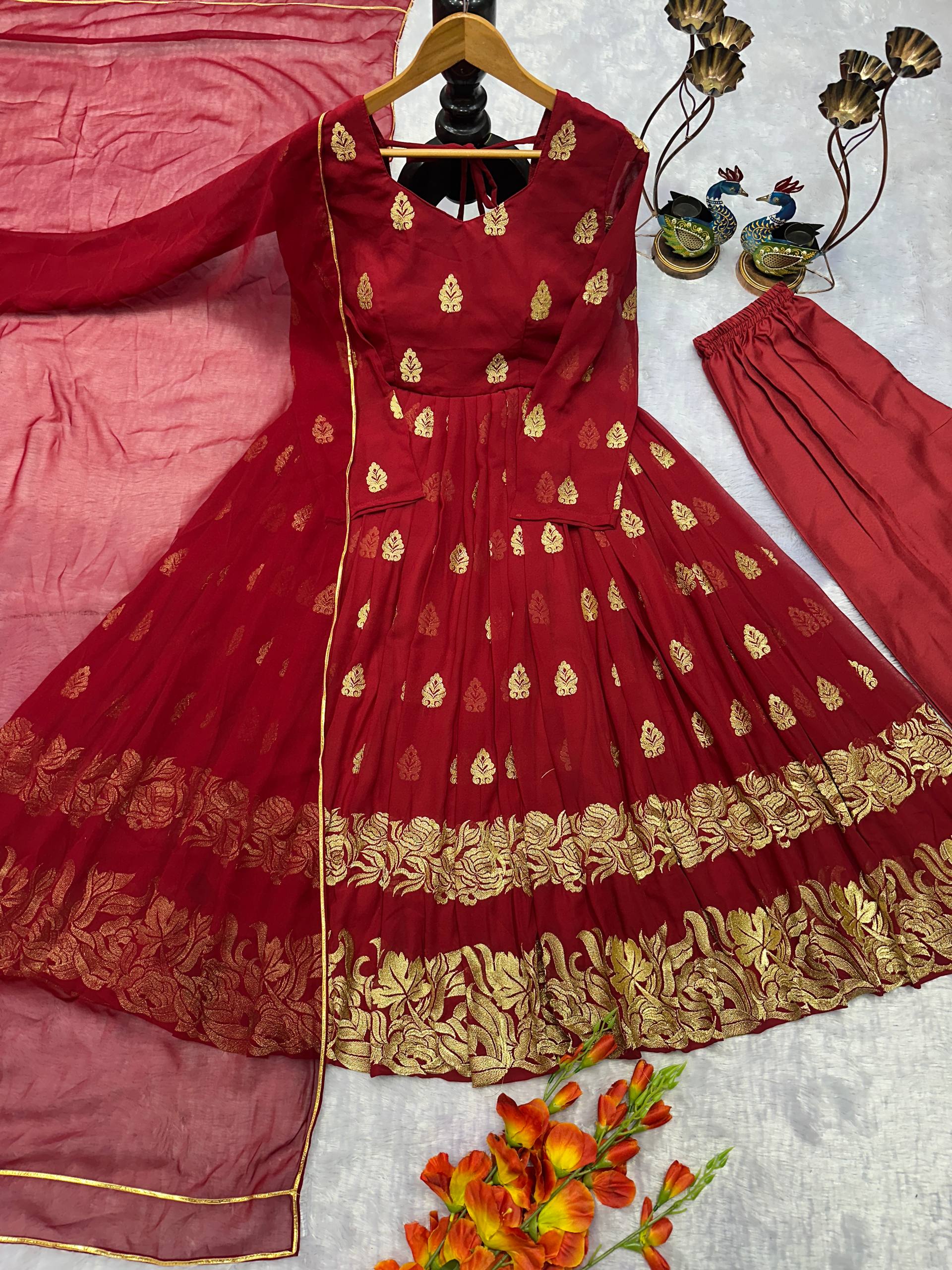 Havy Faux Georgette Embroidery Work Gown
