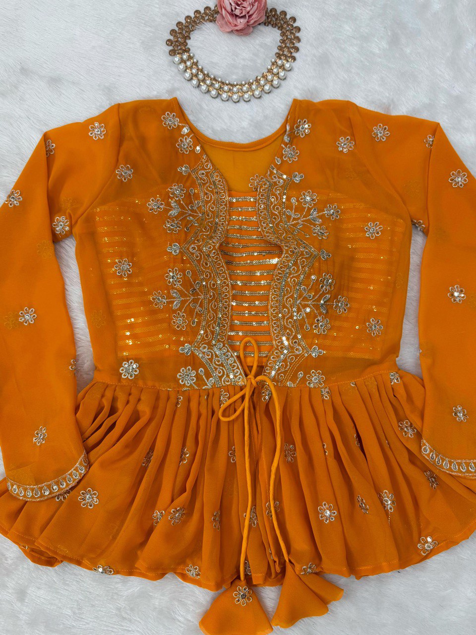Foux Georgette With digital Print With Thread Work Lehenga