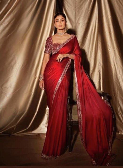 Premium French Creap Silk With Real Mirror Work Saree