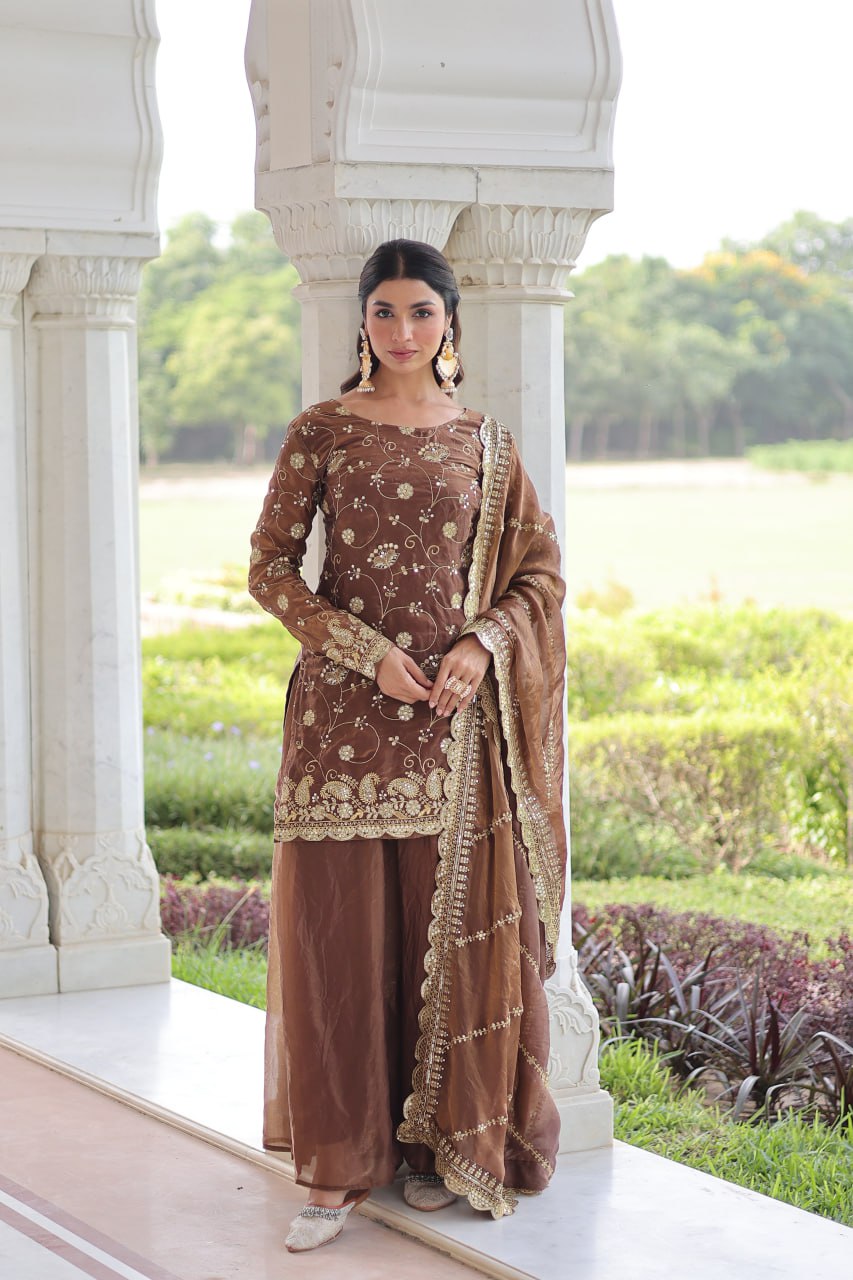 Beautifull Fendy With Rich Sequience Embroidery Work Top Sharara