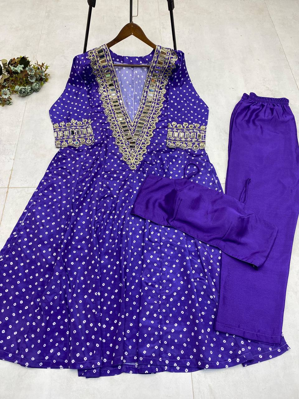 Georgette Digital Print With real Mirror Work Kurti