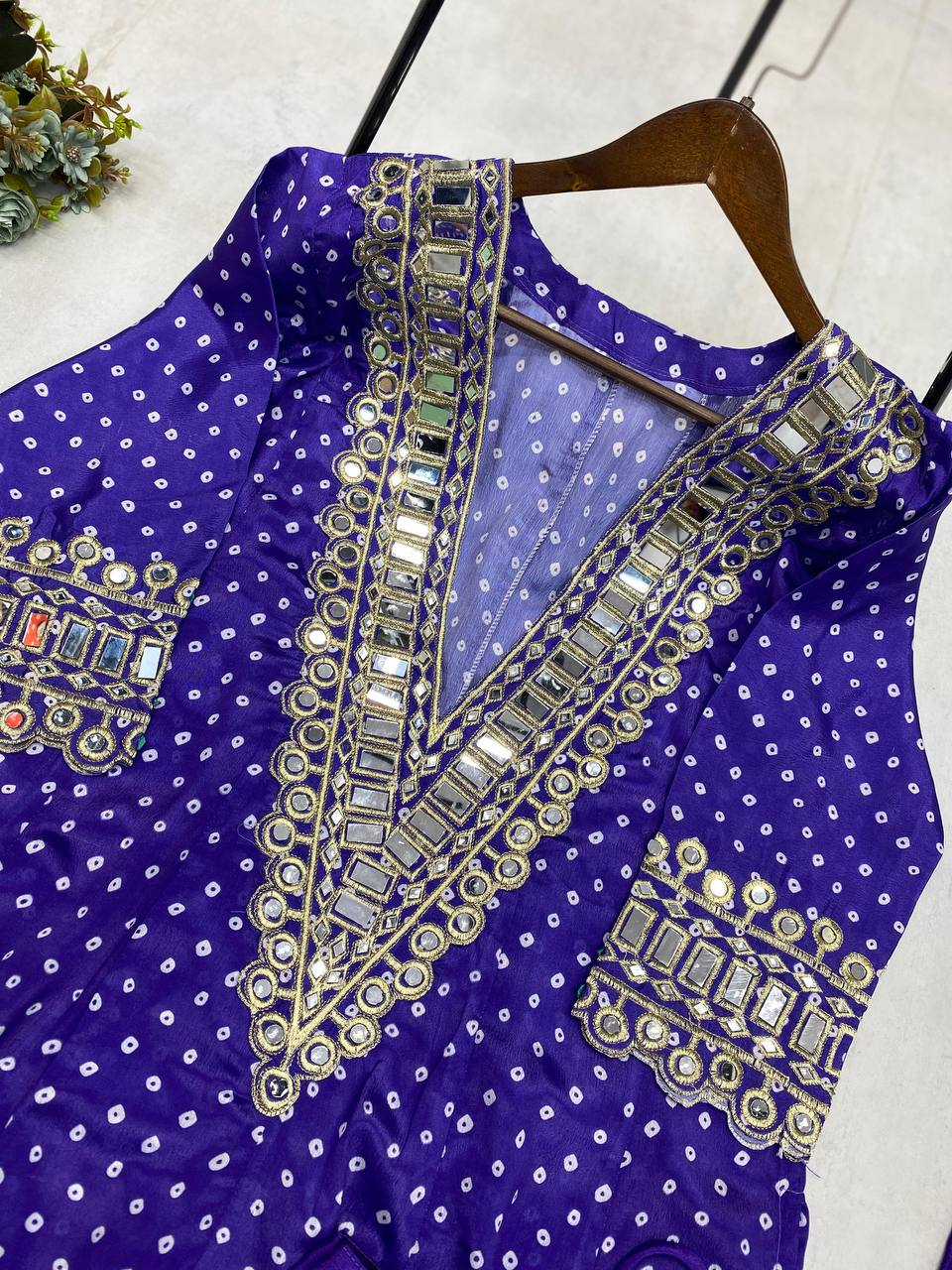 Georgette Digital Print With real Mirror Work Kurti