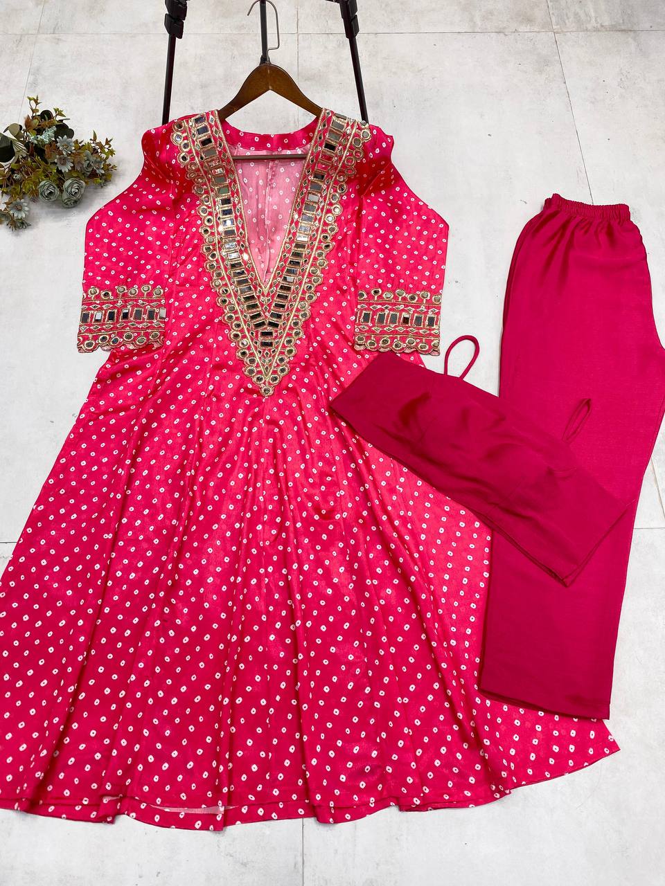 Georgette Digital Print With real Mirror Work Kurti