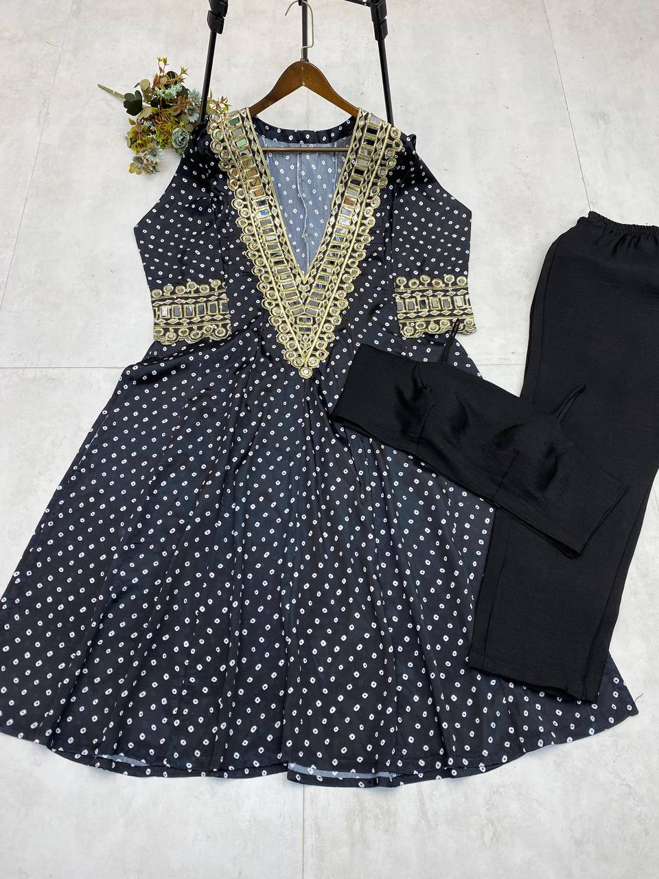 Georgette Digital Print With real Mirror Work Kurti