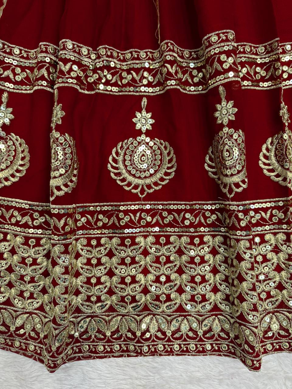 hread with Sequnce Front and back both side work In Gown