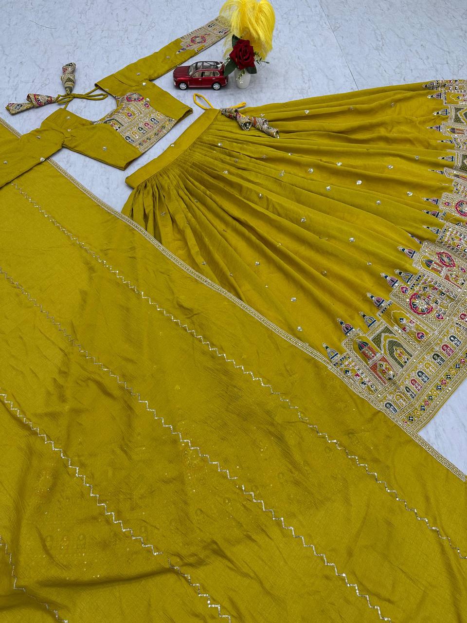 Navratri Special Pure Vichitra Coding Sequence Work Lehenga Choli