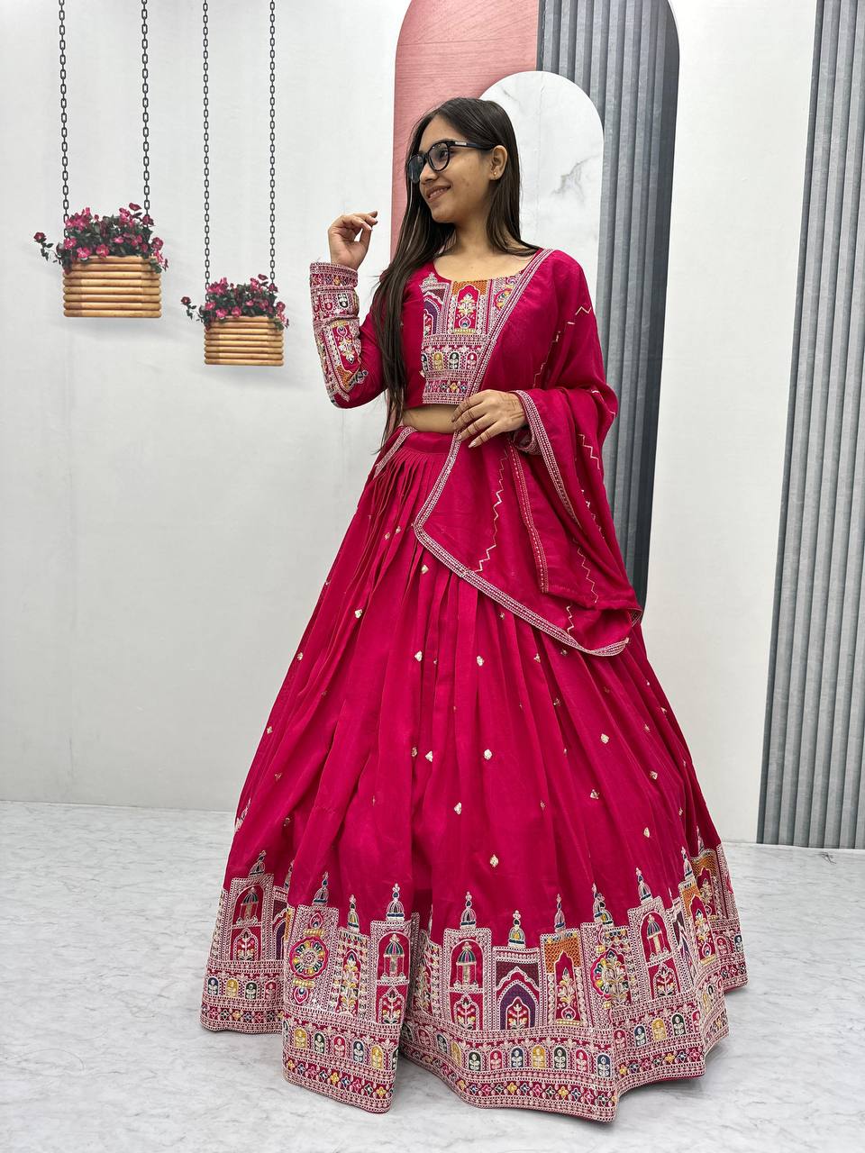 Navratri Special Pure Vichitra Coding Sequence Work Lehenga Choli