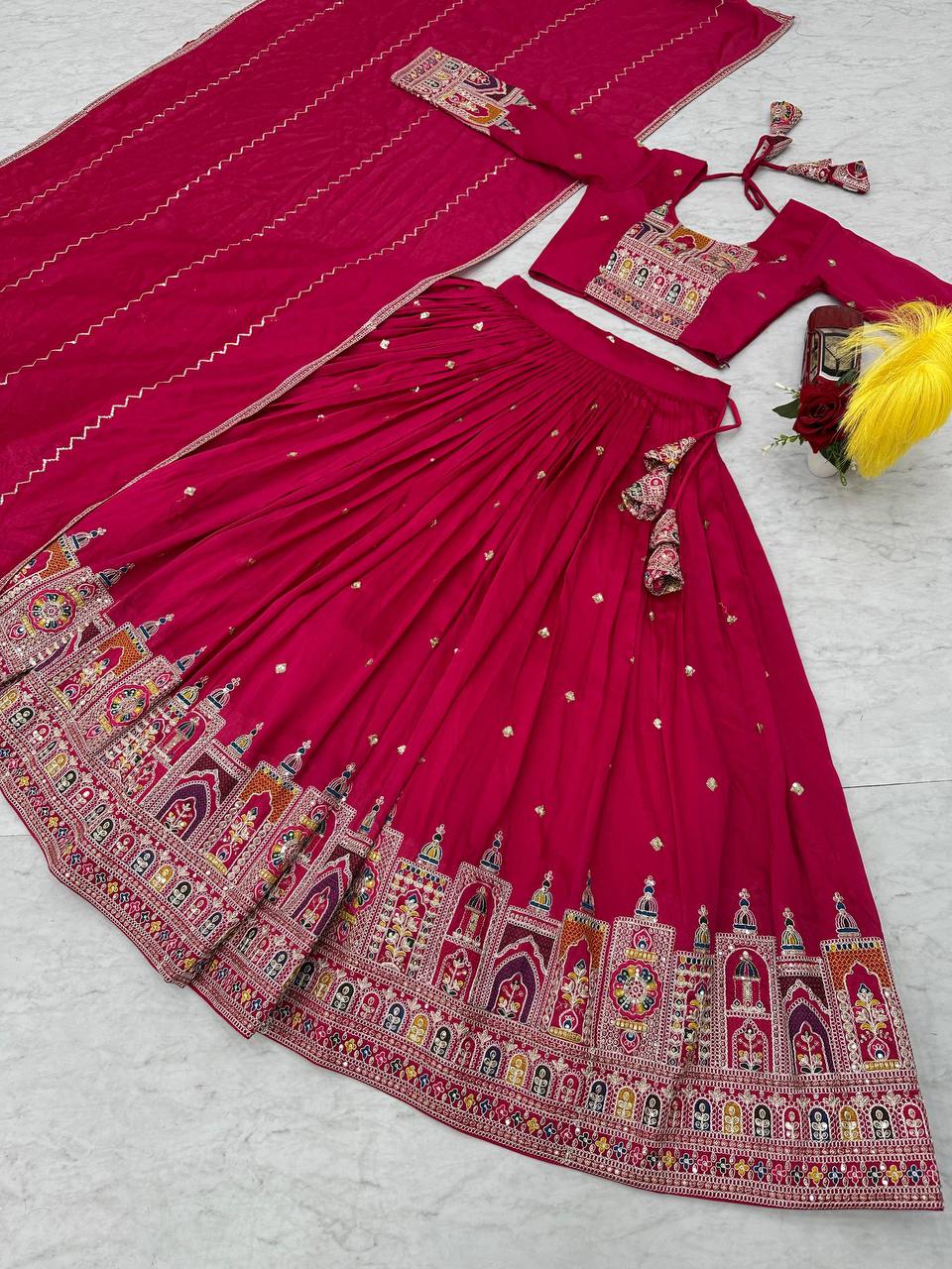 Navratri Special Pure Vichitra Coding Sequence Work Lehenga Choli