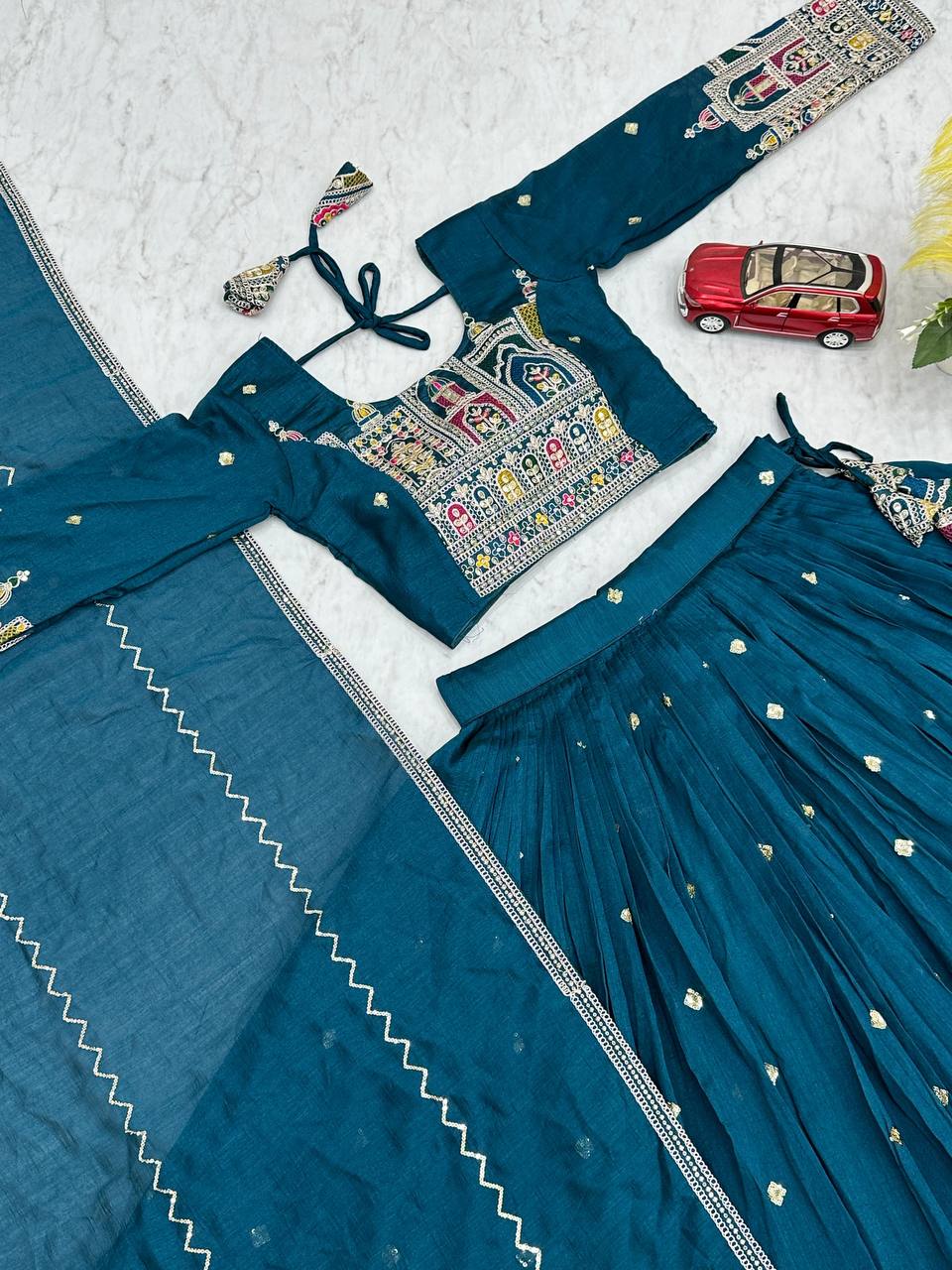 Navratri Special Pure Vichitra Coding Sequence Work Lehenga Choli