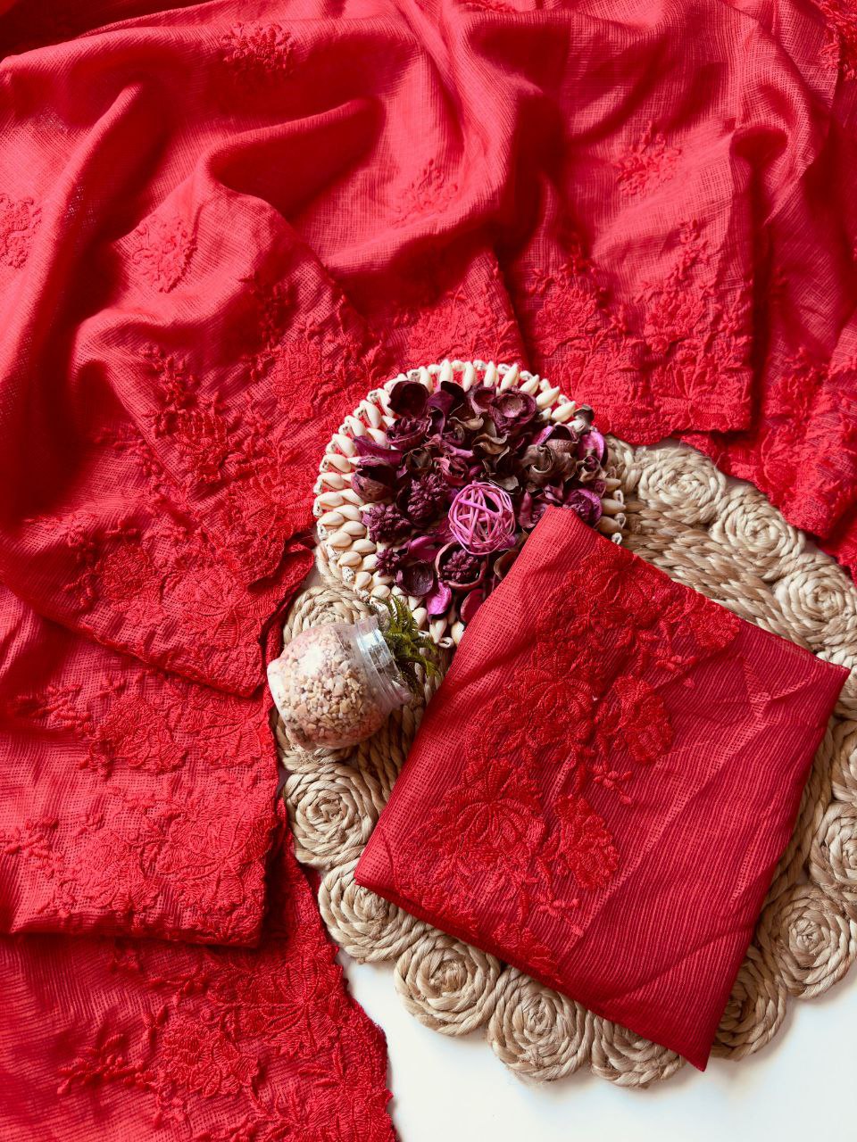 Pure Soft Kota Doriya With Multy Thread Work Saree