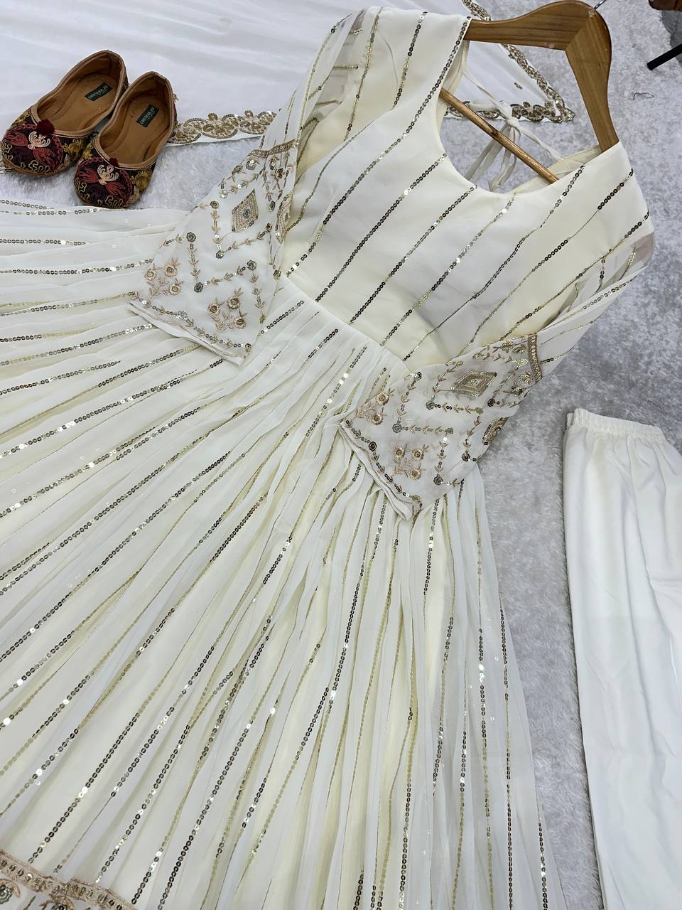 Havy Fox Goargate With Embroidery WOrk With Full Sleeves Micro Cotton Gown
