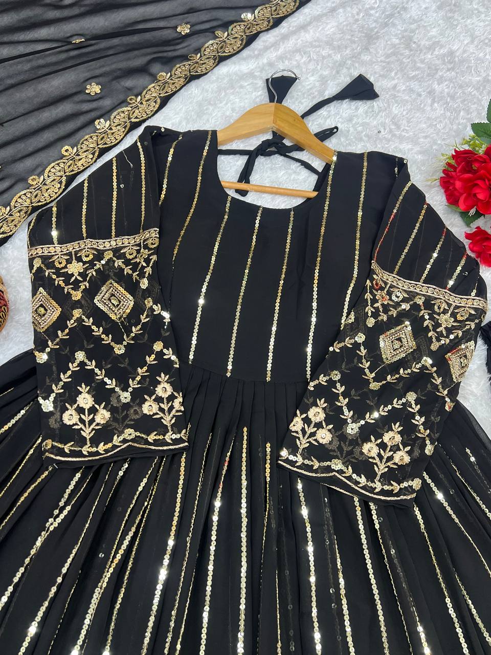 Havy Fox Goargate With Embroidery WOrk With Full Sleeves Micro Cotton Gown