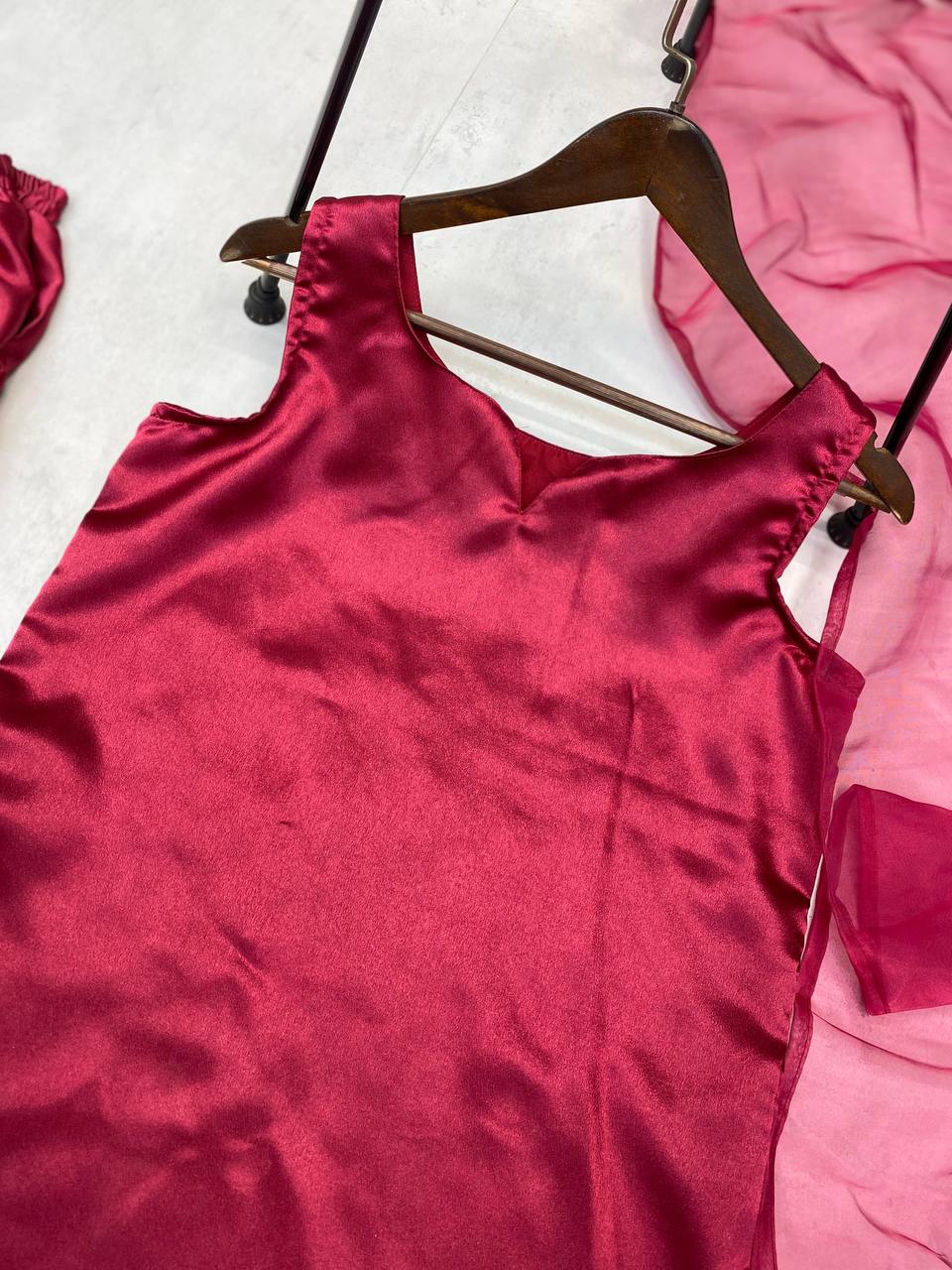 Moss Satin Micro Inner Top Salwaar