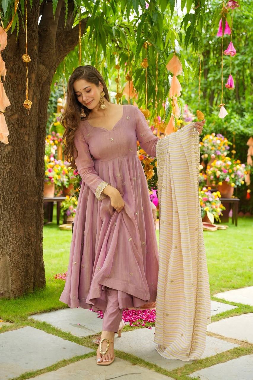 Faux Georgette Fabric in Anarkali