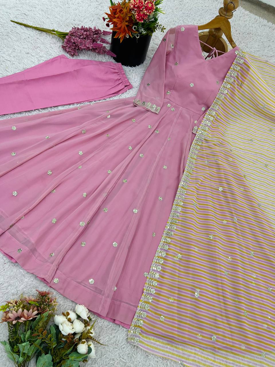 Faux Georgette Fabric in Anarkali