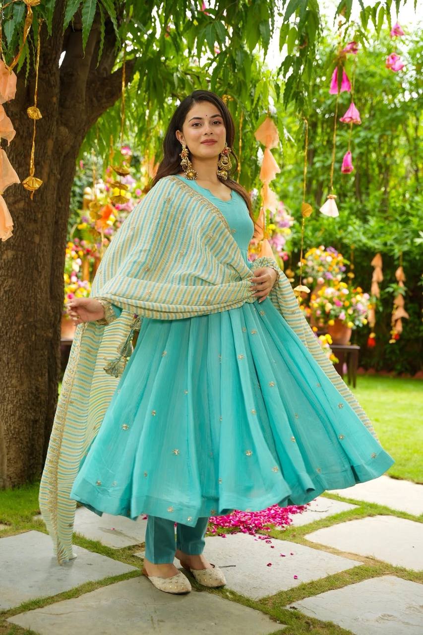 Faux Georgette Fabric in Anarkali