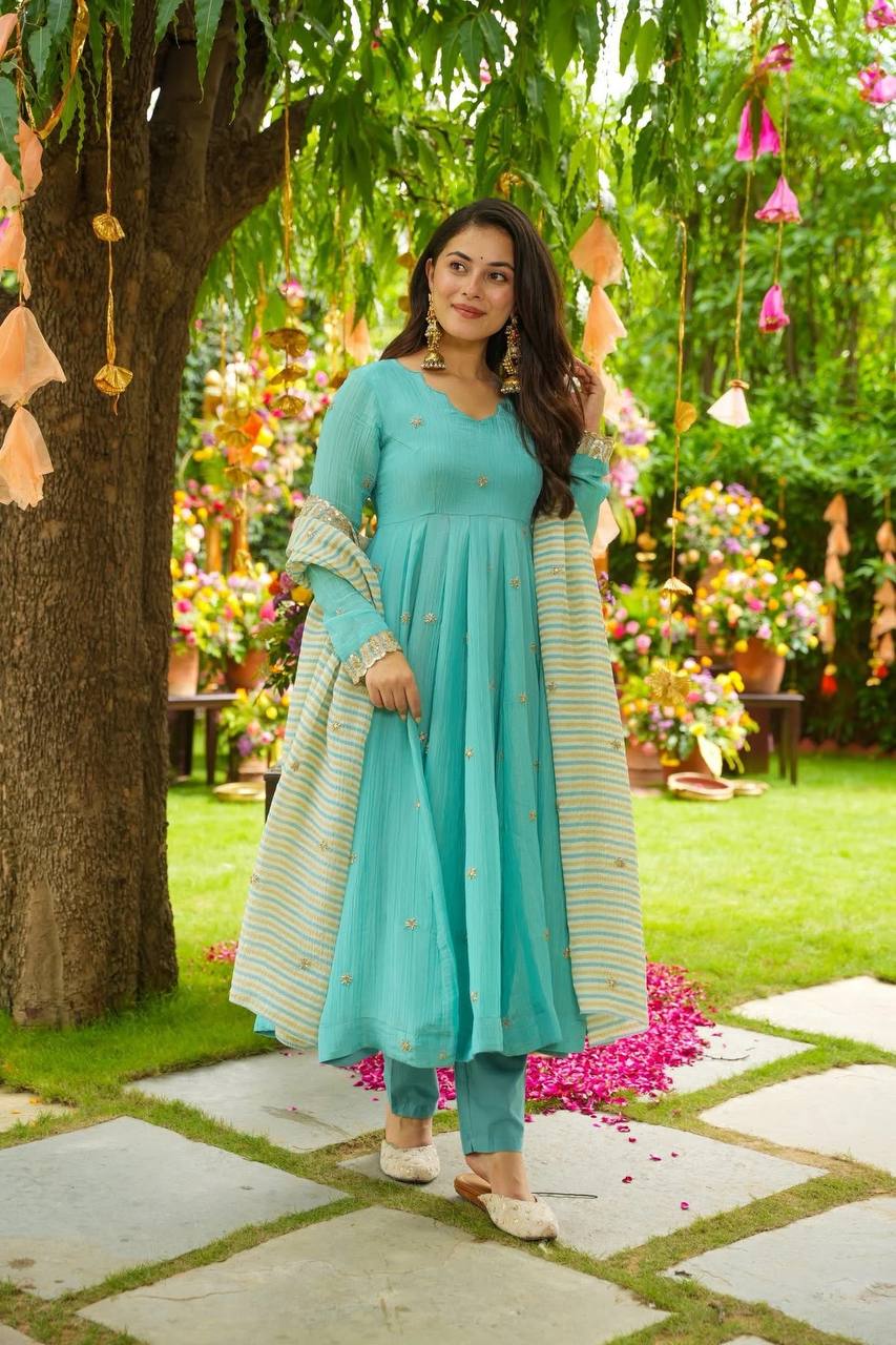 Faux Georgette Fabric in Anarkali