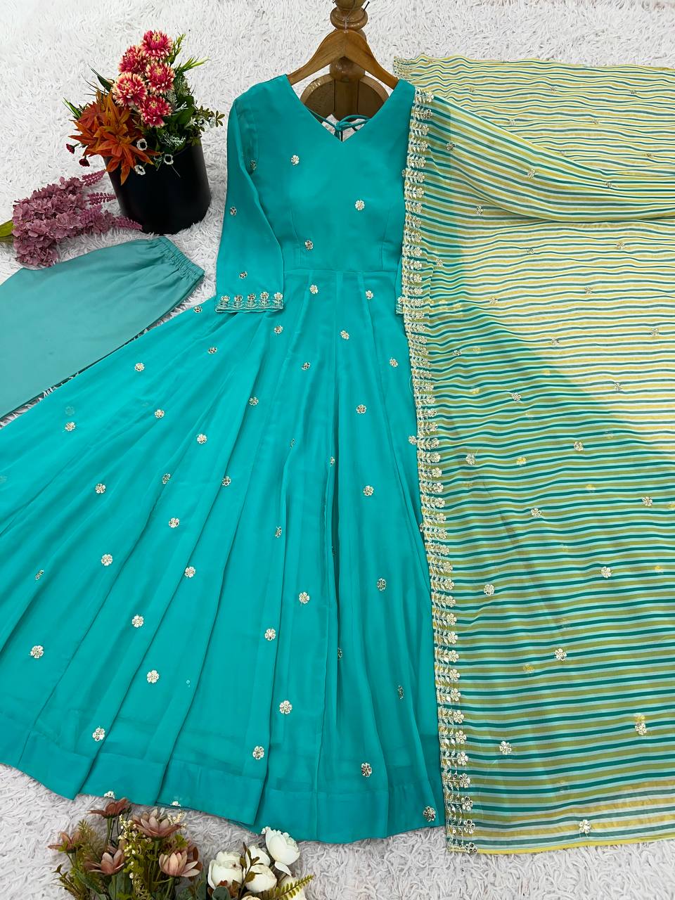 Faux Georgette Fabric in Anarkali