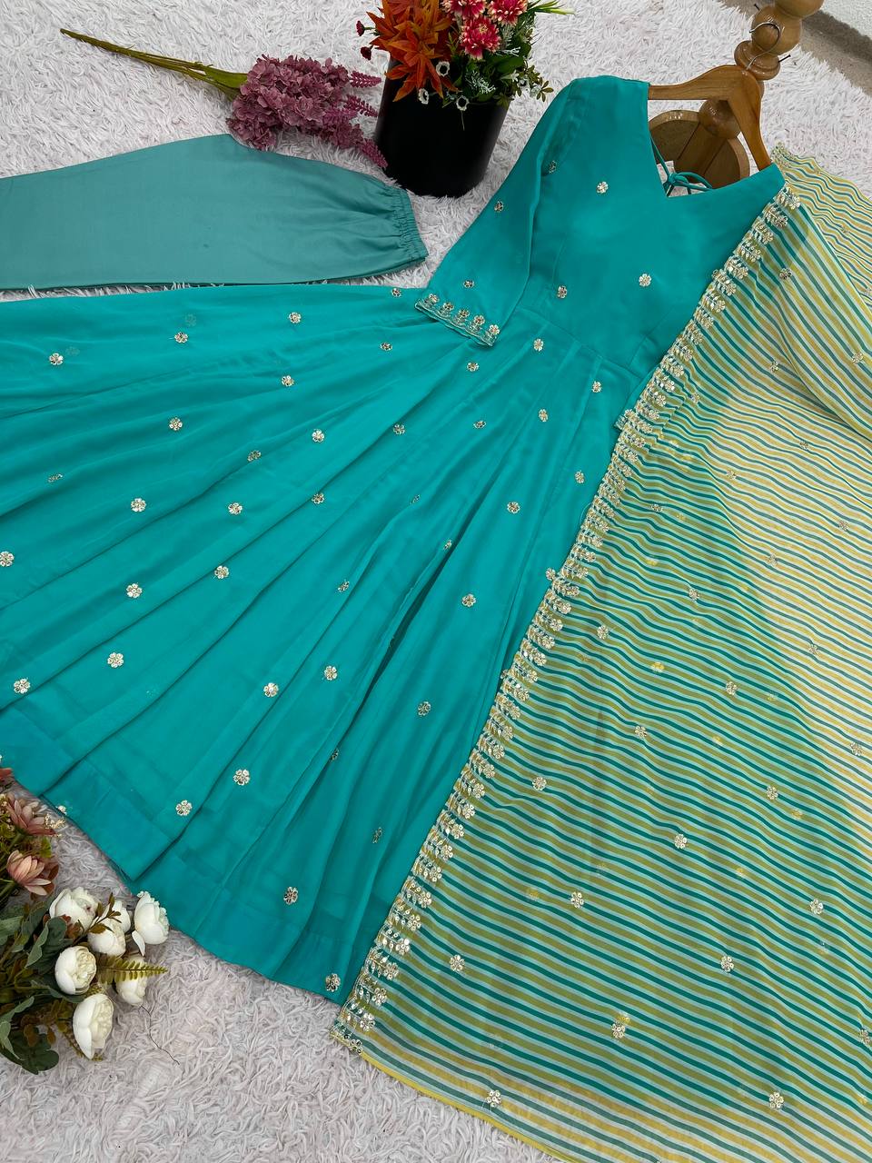 Faux Georgette Fabric in Anarkali