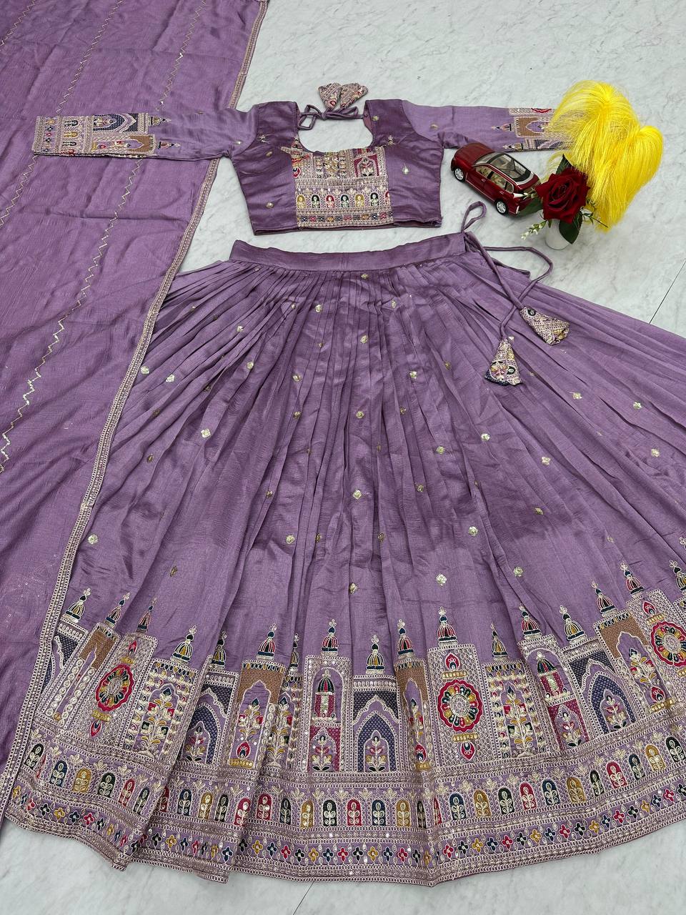 Navratri Special Pure Vichitra Coding Sequence Work Lehenga Choli