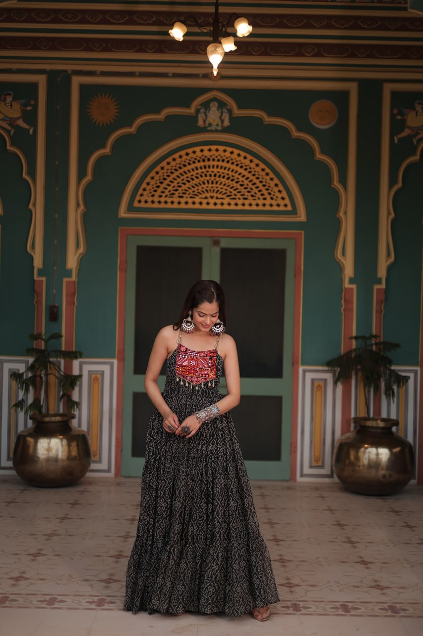 Navratri Special Bandhani Print Work Gown