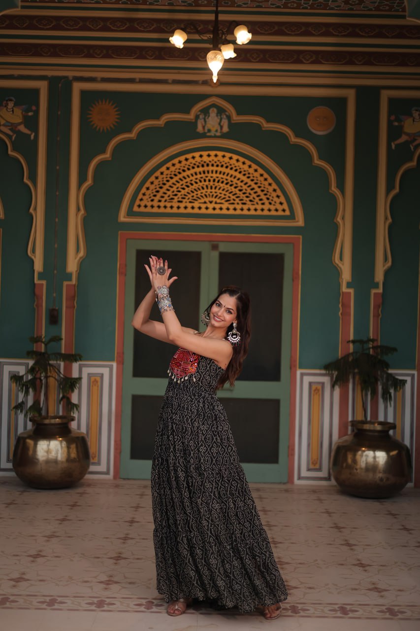 Navratri Special Bandhani Print Work Gown