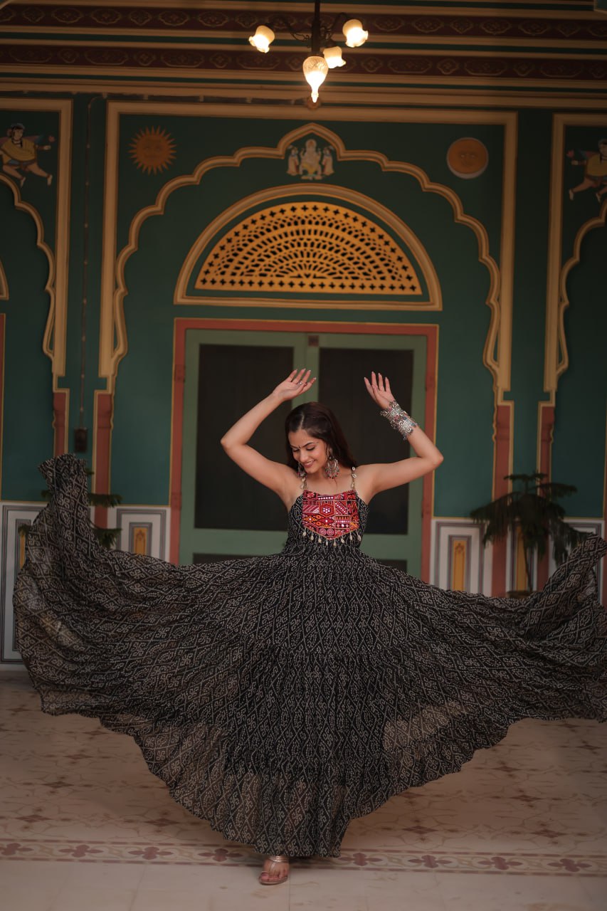Navratri Special Bandhani Print Work Gown