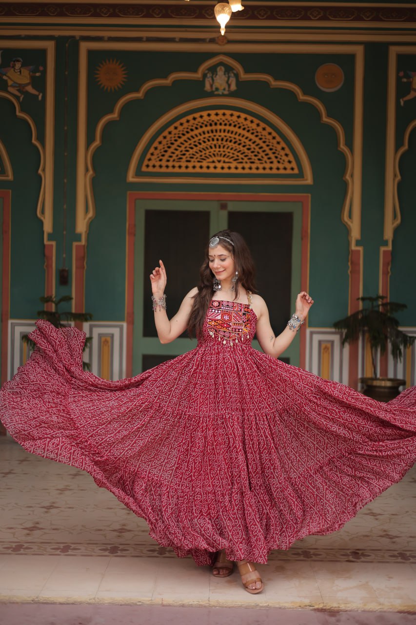 Navratri Special Bandhani Print Work Gown