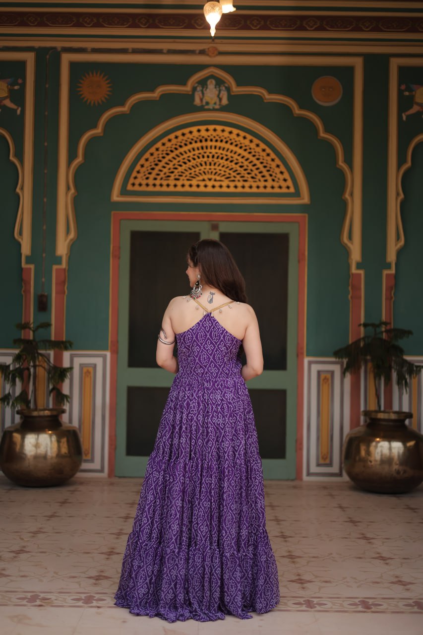 Navratri Special Bandhani Print Work Gown