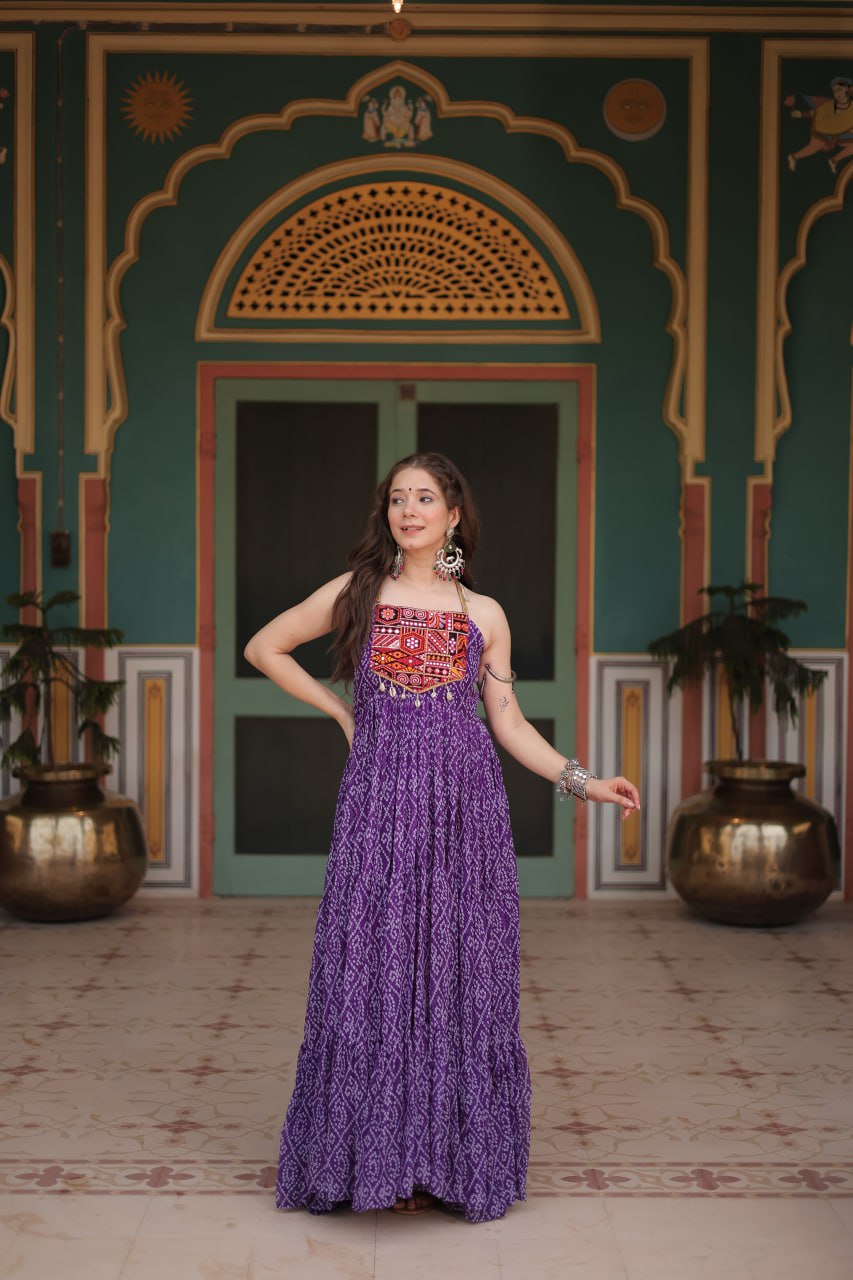 Navratri Special Bandhani Print Work Gown