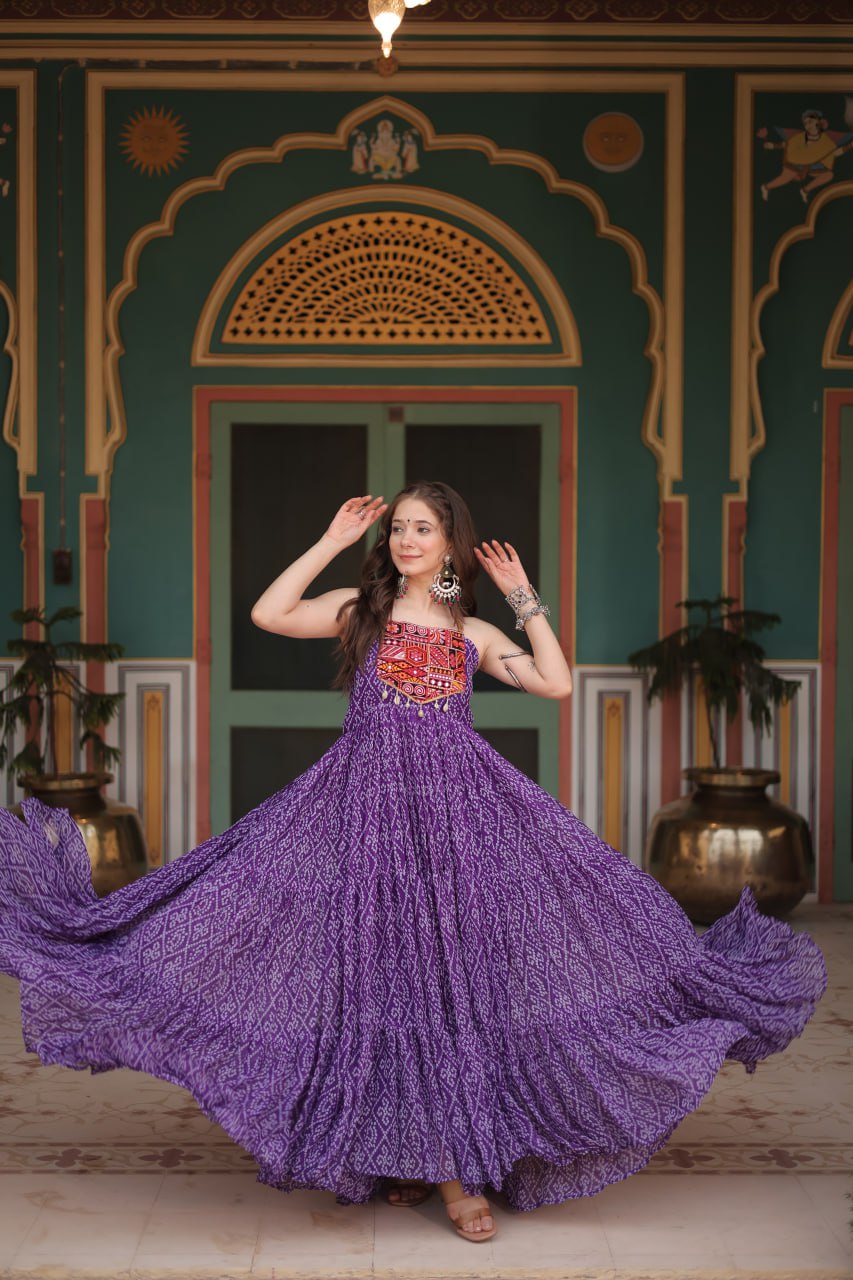 Navratri Special Bandhani Print Work Gown