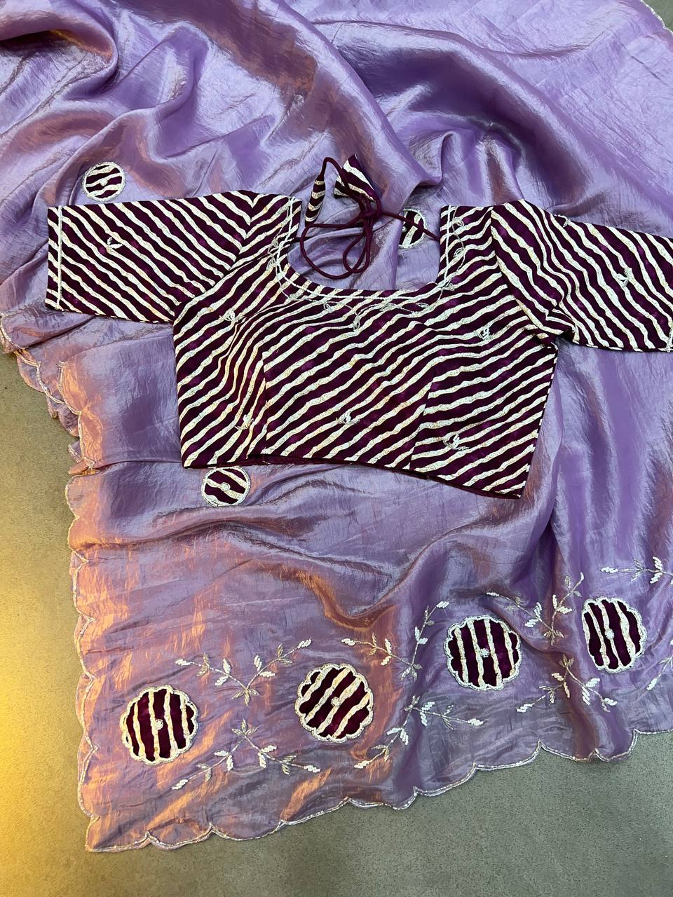 Rich Soft Gold Crush Two Tone With Hand Work Saree