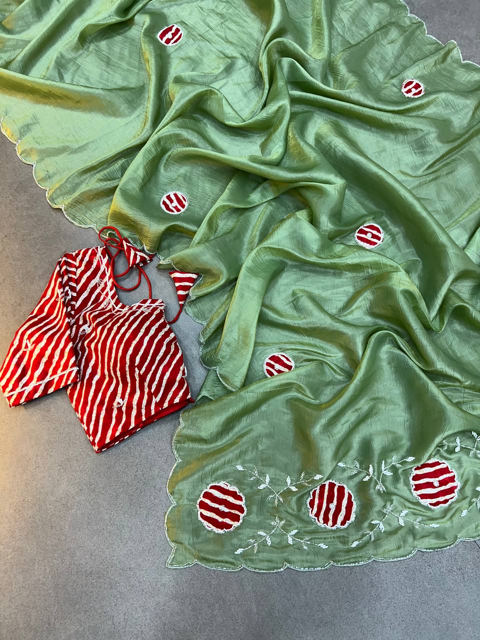 Rich Soft Gold Crush Two Tone With Hand Work Saree