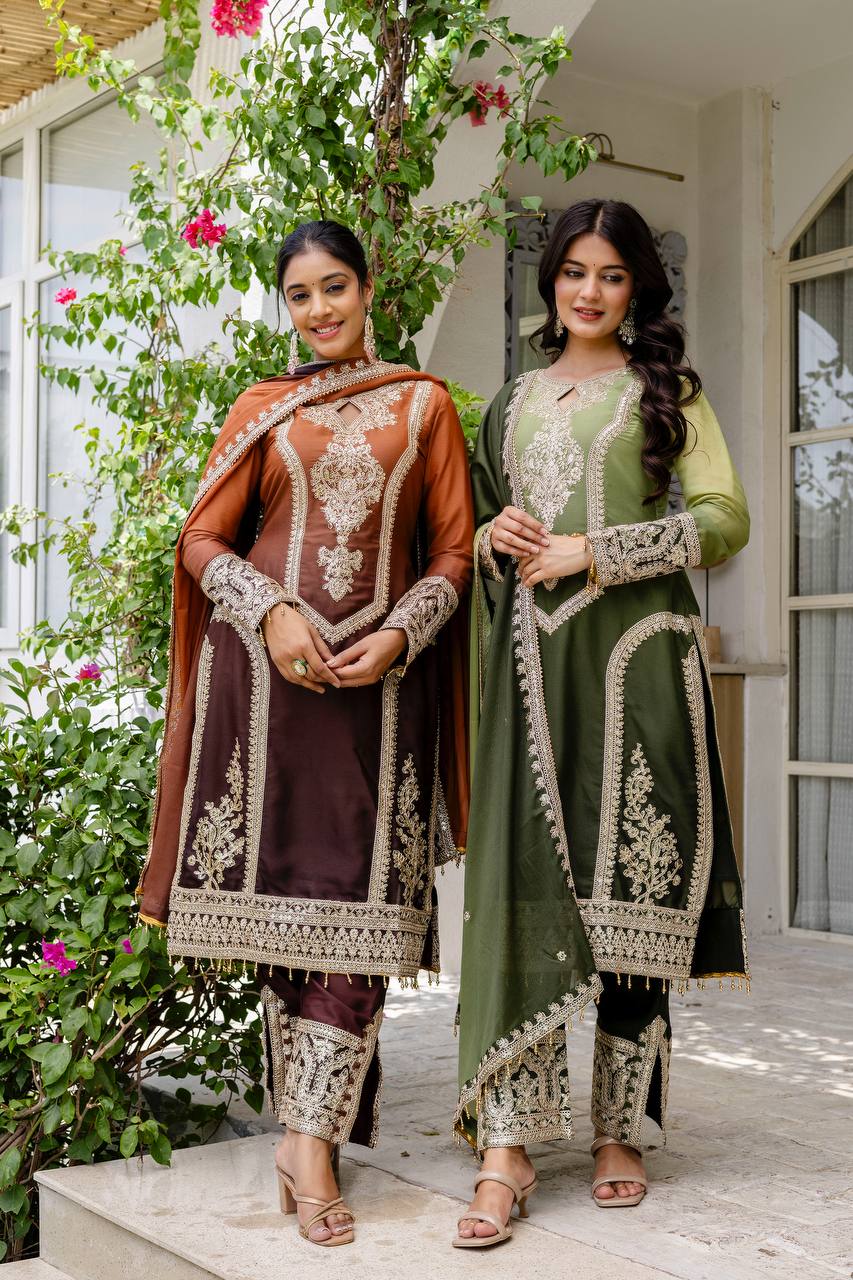 Star Georgette Pedding Embroidery Work Top Pent