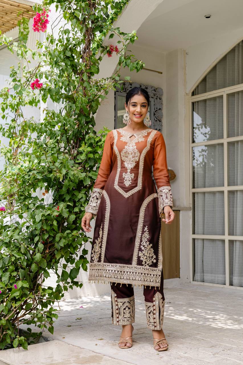 Star Georgette Pedding Embroidery Work Top Pent