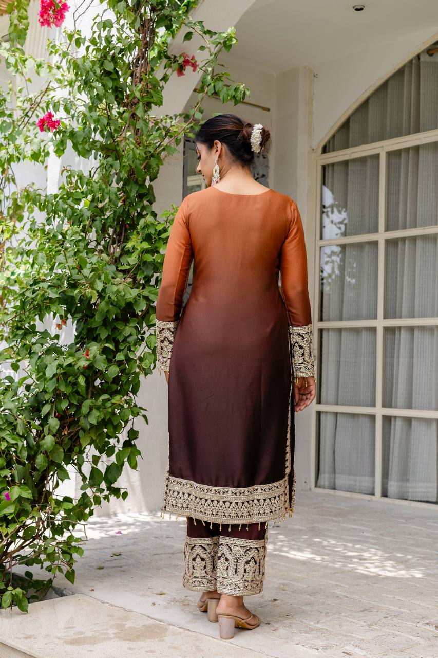 Star Georgette Pedding Embroidery Work Top Pent