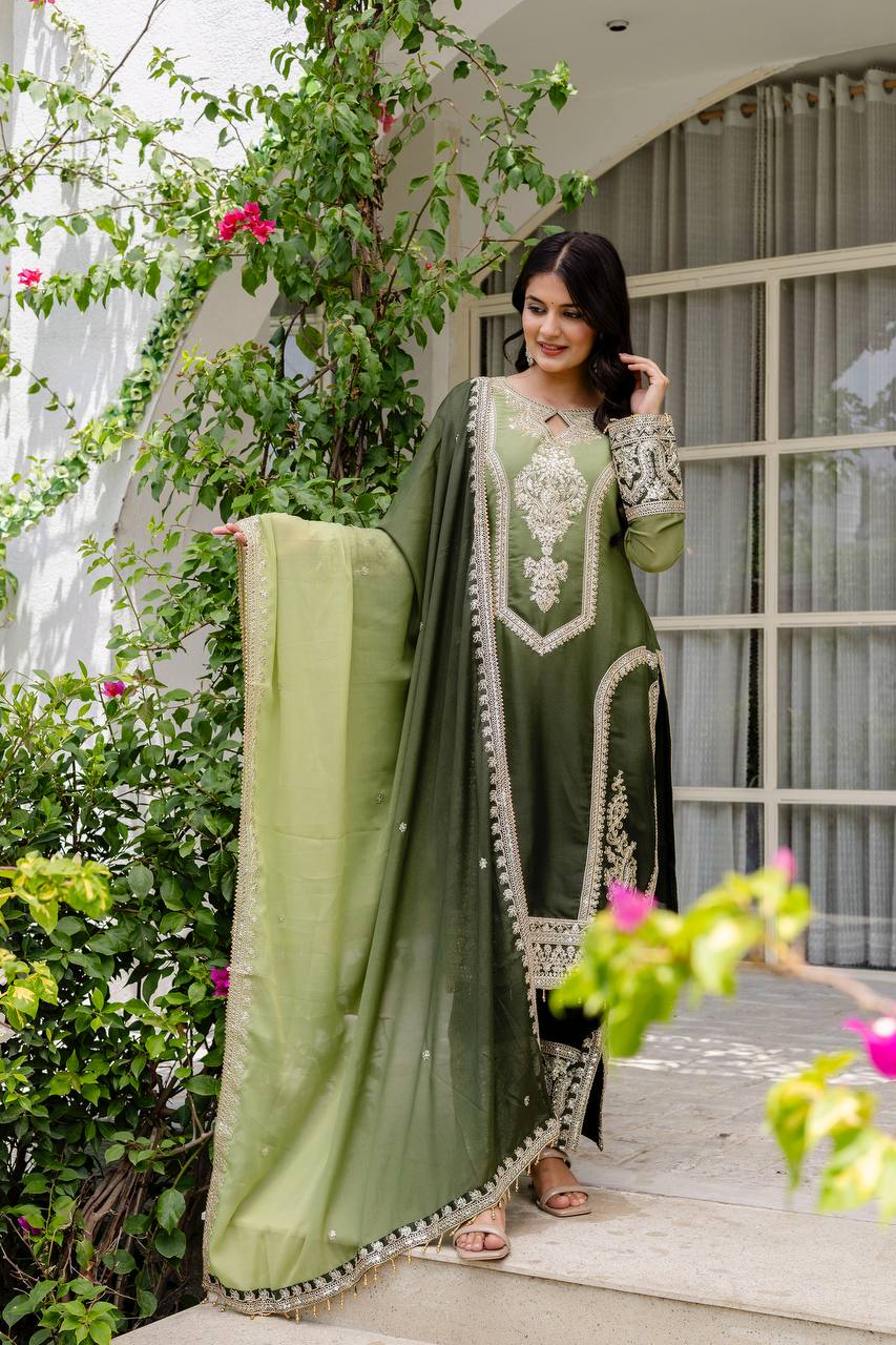 Star Georgette Pedding Embroidery Work Top Pent