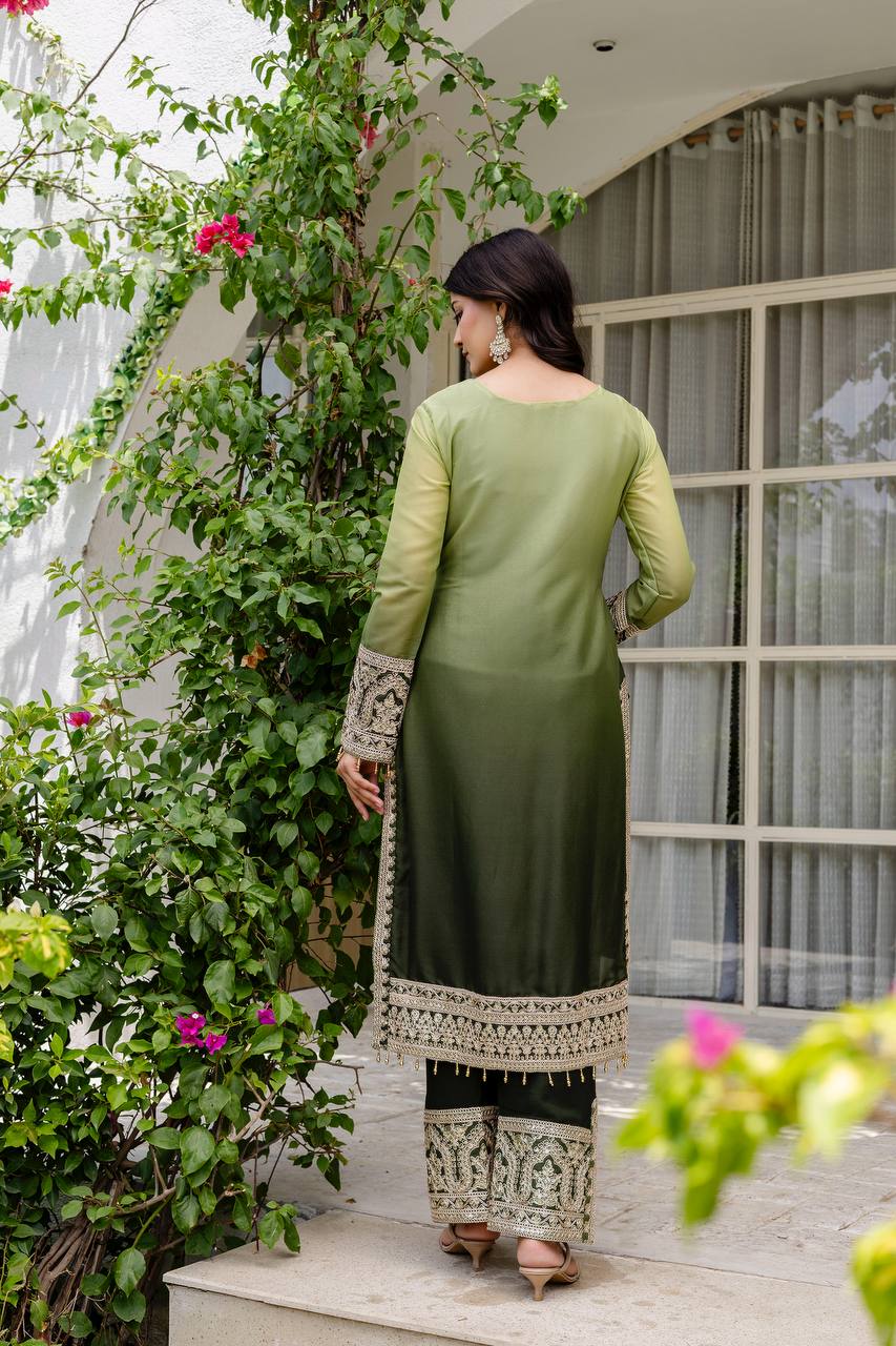 Star Georgette Pedding Embroidery Work Top Pent