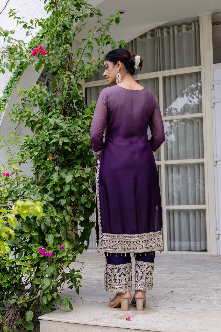 Star Georgette Pedding Embroidery Work Top Pent