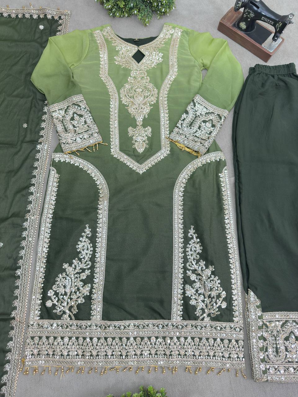 Star Georgette Pedding Embroidery Work Top Pent