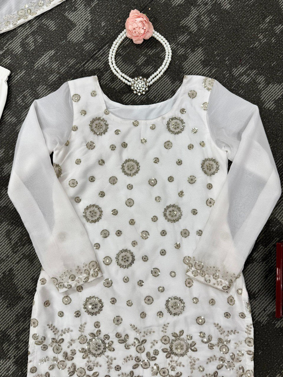 Chinon Silk with thread And Sequence Work Top Sharara