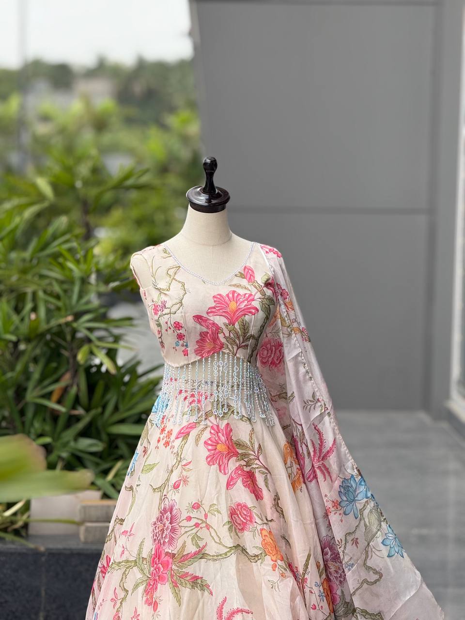 Pure Jimmy Organza With Digital Printed Work Lehenga