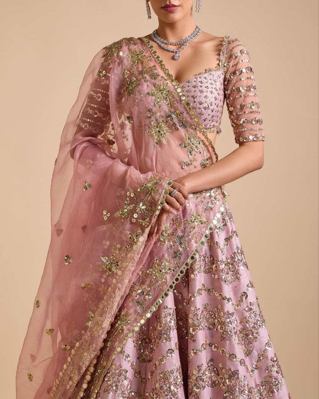 Premium and Multi Thread And Heavy Sequins Work Lehenga