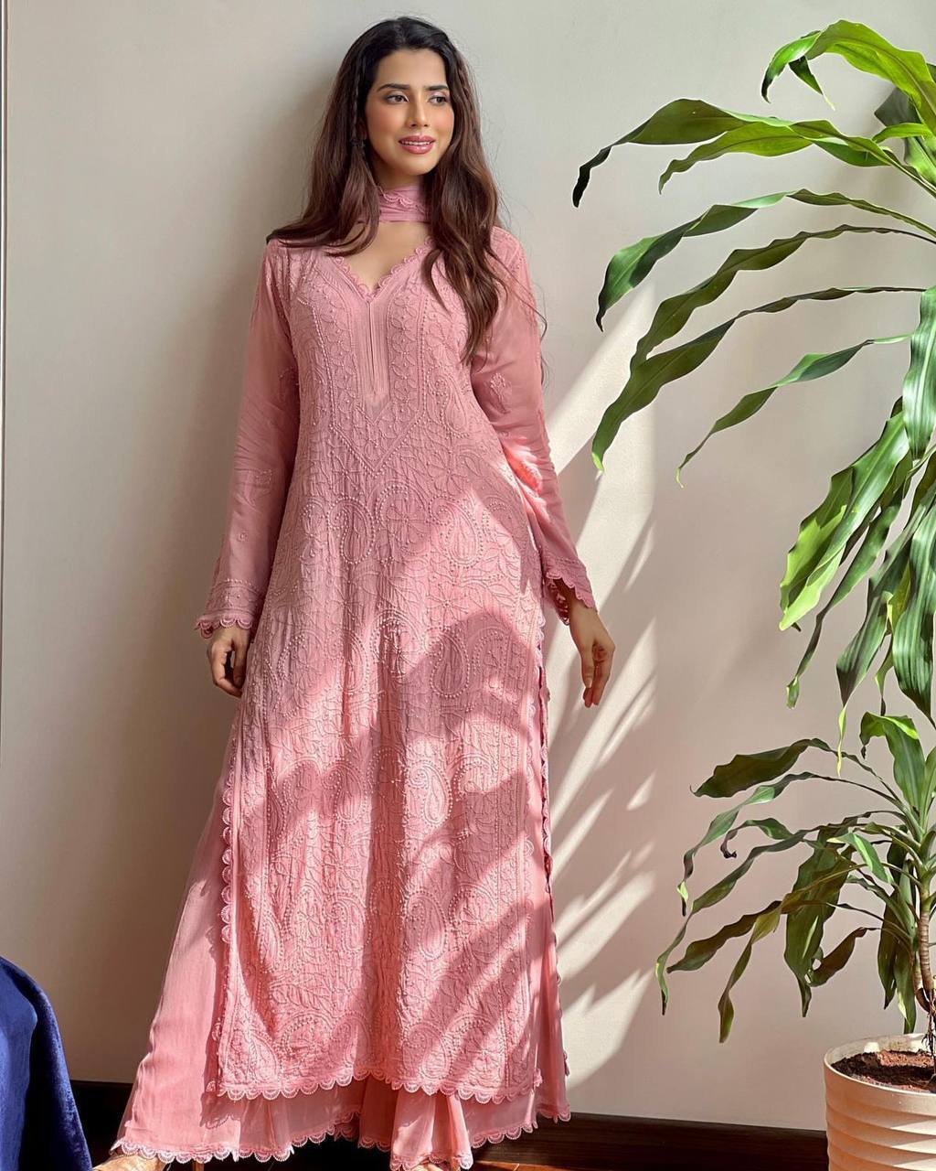 Faux Georgette Embroidery Work Lace Work Top